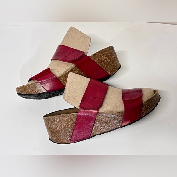 LOLASABBIA Red Velcro strap platform sandals size 9.5/10. - Picture 2 of 9